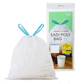 Nexa Plastic Bags, Garbage Bags, Easy Plastic Bags with Drawstrings, 6L, 15 Pieces, Approx. 14.2 x 13.8 inches (36 x 35 cm), Milky White