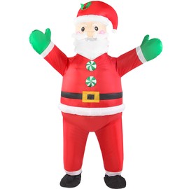Boveco Christmas Inflatable Santa Claus Costume Adult Blow Up Costumes Red Full Body Funny Outfit Men Women Fancy Dress for Holiday Xmas Party Parade Gathering