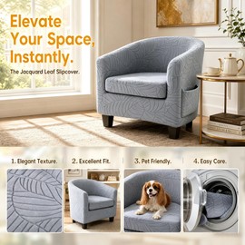Tub Chair Covers 2 Piece - Leaf Pattern Elastic Armrest Chair Cover Seat