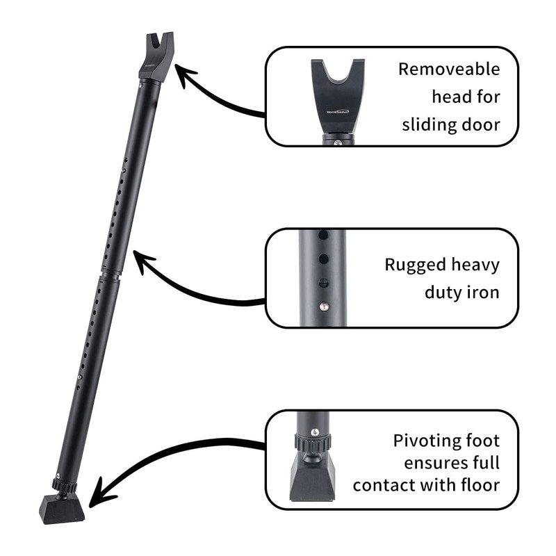 HoneSecur 2-in-1 Door Security Bar & Sliding Patio Door Stopper