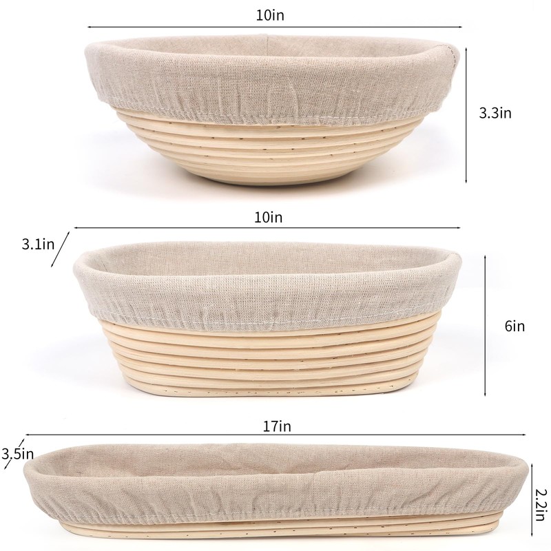 Banneton Bread Proofing Basket Set, 11 Inch Sourdough Proofing Basket