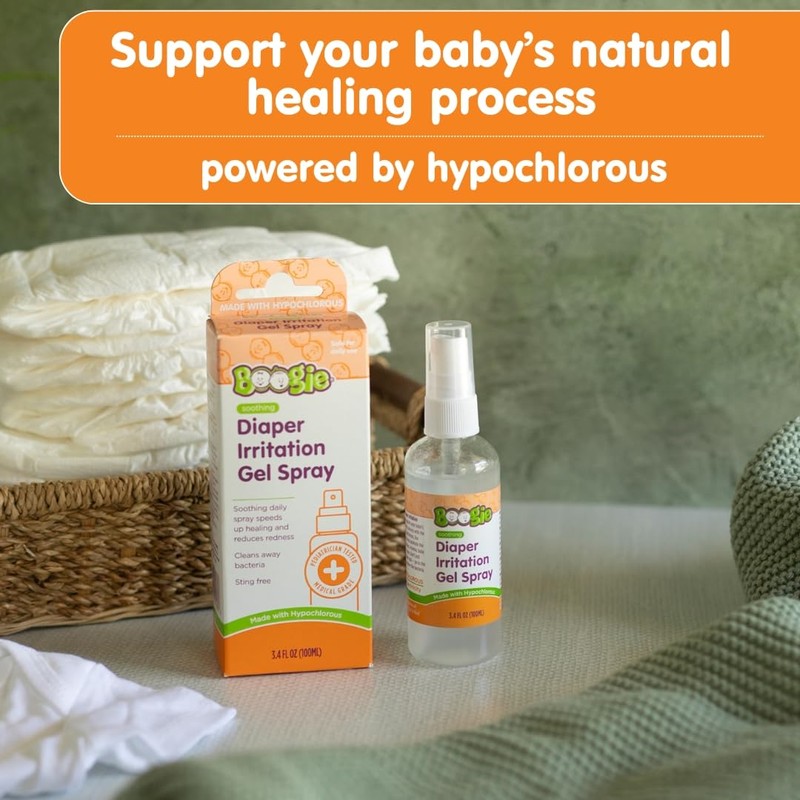 Boogie Diaper Irritation Gel Spray, Made with Hypochlorous, 3.4 oz