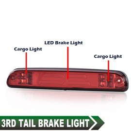 LQI LED Third Type X High Mount Brake Stop Light Compatible with Ford Ranger 1993-2011; Fit Ford F250 F350 F450 F550 Super Duty 1999-2016 Cargo Lamp, Red Lens Clear Housing