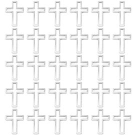 30Pcs Open Bezels, Stainless Steel DIY Hollow Frame Pendants, Cross Adhesive Shaped Frame Jewellery Necklace Accessory for Jewelry Making(16 X 11cm)