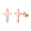 EVER FAITH 925 Sterling Silver Classic Cross Stud Earrings Rose