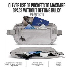 Travel Money Belt, RFID Blocking for Men & Women - Ideal for Keeping Your Cash, Credit Card, Passport, Phone Safe When Traveling (Sleek Silver)