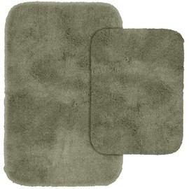 Garland Rug 2-Piece Finest Luxury Ultra Plush Washable Nylon Bathroom Rug Set, Deep Fern