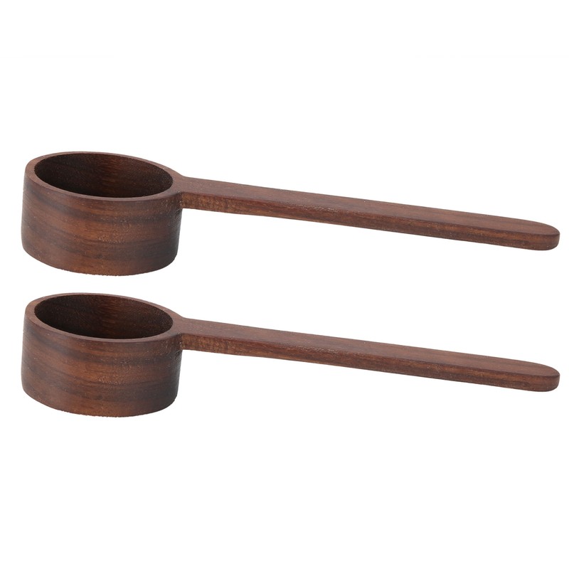 2Pcs Walnut Coffee Bean Measuring Spoon Food Grade Salt Spoon