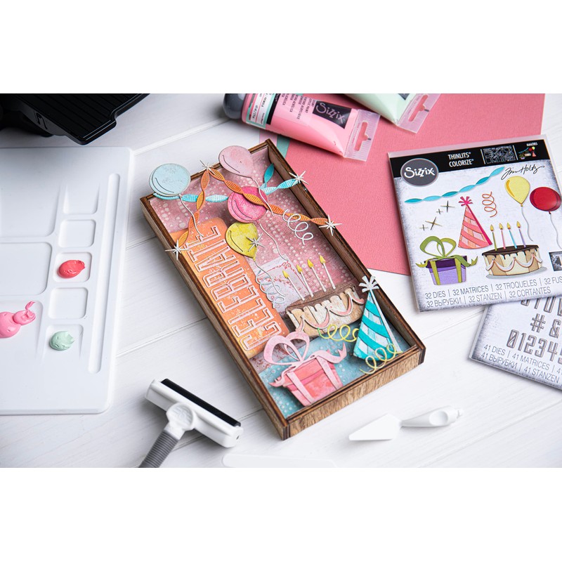 Sizzix Thinlits Die Set 32PK Celebrate Colorize by Tim Holtz,