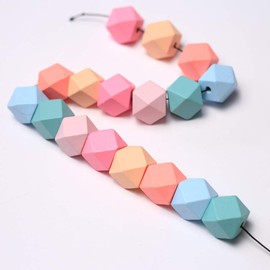 DAHI wooden beads colourful wooden balls round mixed wood beads with hole craft beads for DIY jewellery making.