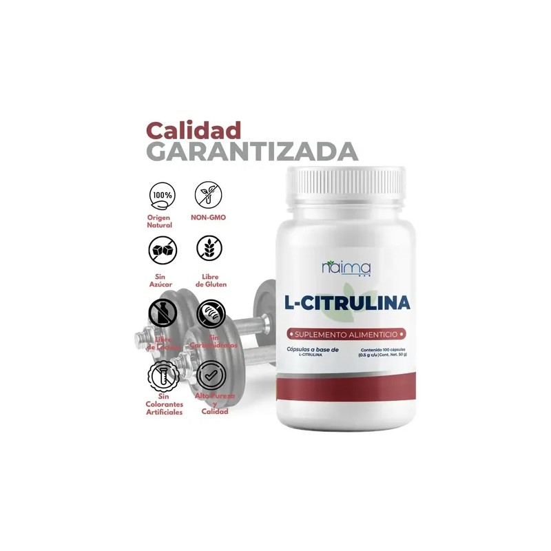 Aminoácido L-Citrulina 1000mg Naima Lab Cápsulas Sin Gluten 100 Unidades