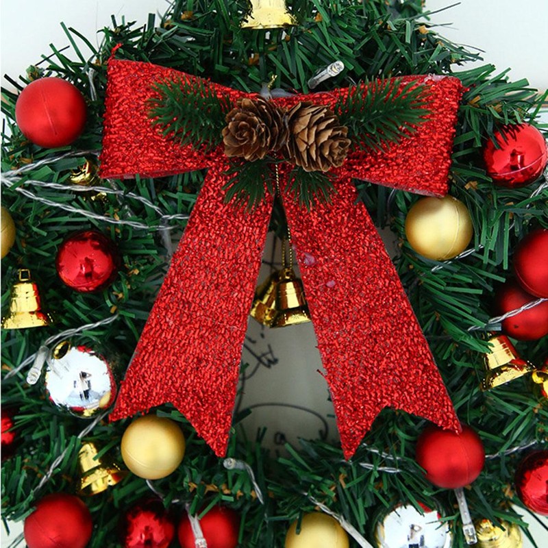 Xmas Wreath with 20 LED Lights and Bells Christmas Garland