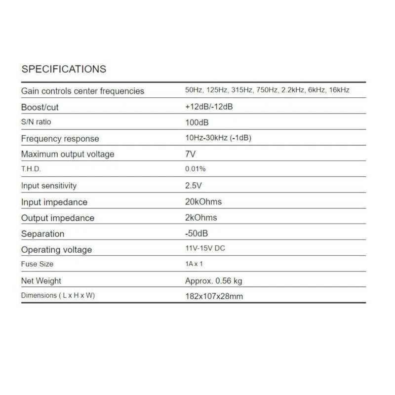 Nakamichi EQ-Z1825 Car Audio EQ 7 Band Equalizer W/ Sub