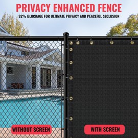 SEALTECH Ultra Heavy Duty 200 GSM Privacy Fence Screen – Non-Recycled Polyethylene Mesh Shade Net with Bindings & Rustproof Grommets - 90% + Blockage Includes Cable Zip Ties. (Black 8'X40')