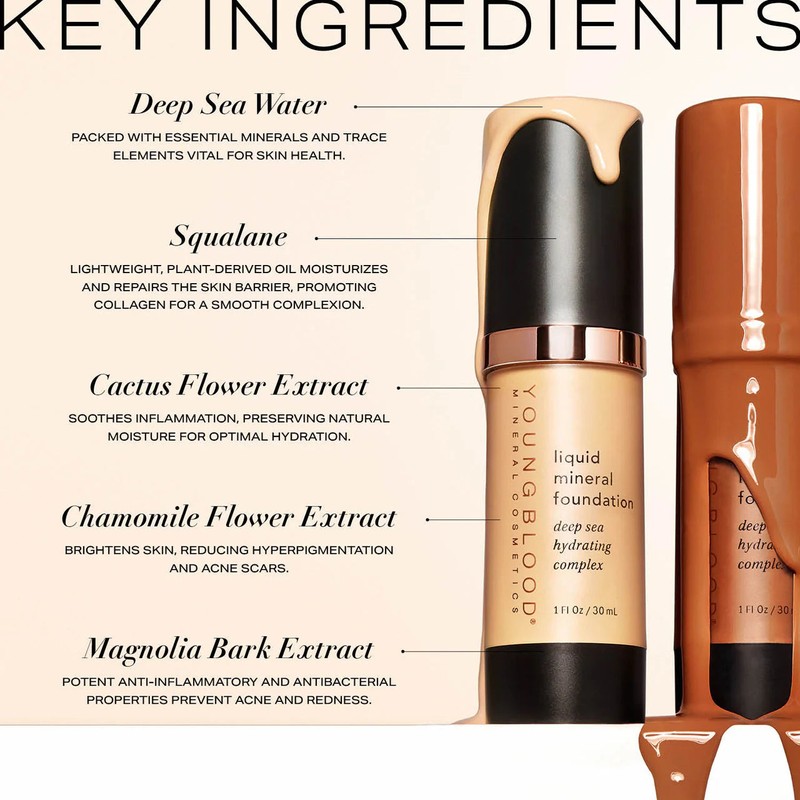 Youngblood Liquid Mineral Foundation 30ml, Nutmeg