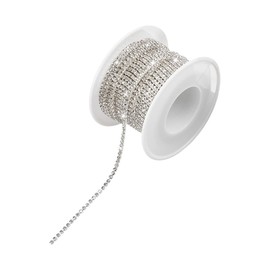 Rhinestones Close Chain, GLADFRESIT 10 Yards 2MM Crystal Rhinestone Chain Trim Decoration for DIY Crafts, Jewelry, Sewing