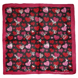 MWS 22"x22" Multiple Pink Red White Hearts Black 100% Cotton Bandanna
