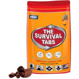 Survival Tabs 2 Day 24 Tabs Emergency Food Survival Food Meal Replacement MREs Gluten Free and Non-GMO 25 Years Shelf Life Long Term Food Storage - Chocolate Flavor