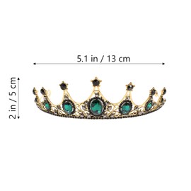 Frcolor Green Crystal Tiara Baroque Crown Bridal Hair Accessories Vintage Rhinestone Headband Headpiece for Wedding Birthday Party