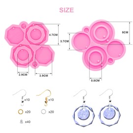 102Pcs Resin Molds Kit, 2pcs Earring Silicone Molds Jewelry Epoxy Casting Molds, Earring Mold with Earring Hooks for DIY Woman Girl Unique Earrings, Epoxy Mould, Earring Jewellery Resin Craft