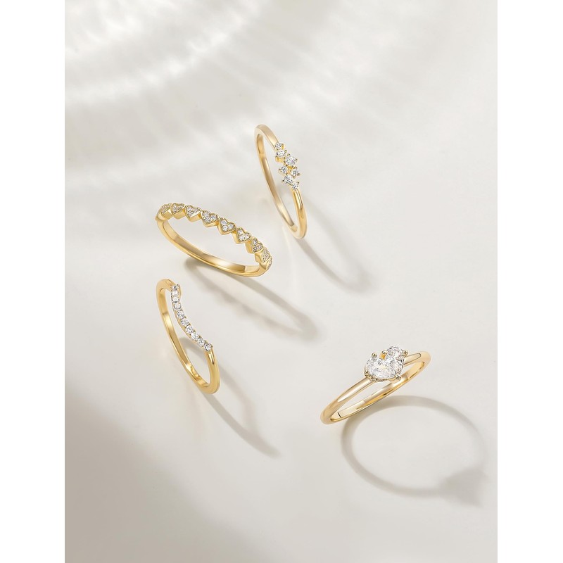 Mameloly 1.5mm 14K Gold Plated CZ Wedding Bands for Women