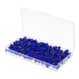 PATIKIL Push Pins 8x23mm, 200pcs Steel Point Plastic Decorative Thumbtacks Cork Boards Maps Picture Hanging for Home Office Use, Blue