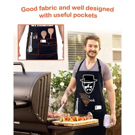 Funny Cooking Chef Apron for Men with Pockets BBQ Kitchen Work Aprons Birthday Father's day Creative Gifts for Dad
