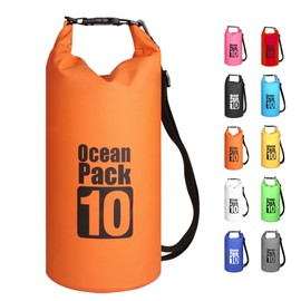 MORAINJAY Boat Dry Bags Waterproof Bag with Long Adjustable Shoulder Strap Perfect for Fishing/Rafting/Swimming, orange, luggage tag