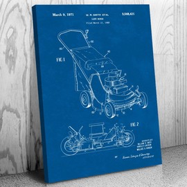 Lawn Mower Canvas Print, Gardener Gift, Lawn Care Tools, Yard Work Art, Mower Blueprint, Hardware Store Decor, Dad Gifts Blueprint (18 inch x 24 inch)