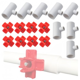 Chicken Nipples + PVC Tee Fittings, Ai-OUMLEEF Horizontal Chicken Nipples Waterer, Automatic Poultry Nipples, Chicken Watering System for Geese, Rabbits, Ducks(8 Pack)