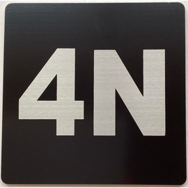 Apartment number 4N sign - UNIT NUMBER 4N SIGN/SUITE 4N SIGN (BLACK, SIZE 4x4 inch, DOUBLE SIDED TAPE) -Broadway Line