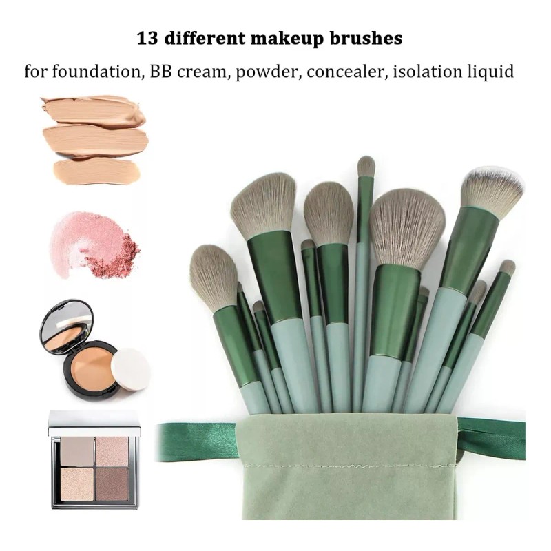 Set 22 brochas de maquillaje profesionales Patakkalepatakkale 22pz color verde
