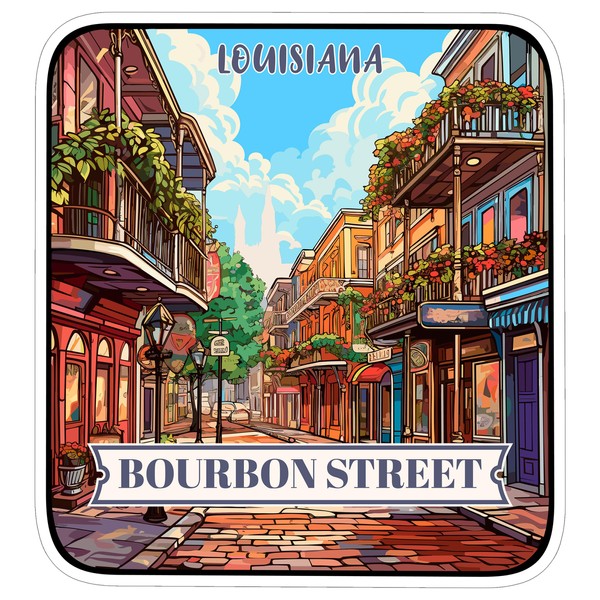 Bourbon Street Louisiana Sticker 4 Inch - Waterproof Vinyl Decal