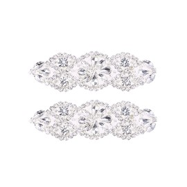 Milisten 2PCS Bridal Rhinestone Applique, DIY Wedding Sash Belt for DIY Bridal Wedding Dress Sash Women Crystal Belt, Silver