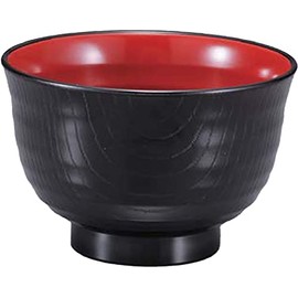 Fukui Craft Miso Soup Bowl, Heat Resistant, Made in Japan, Dishwasher Safe, Internal and External Disturbance Soup Bowl, Black Vermilion, Medium