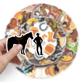 50PCS Western Cowboy Stickers,Western Cowboy Stickers,Teens Boys and Girls Sticker Pack Vinyl Skateboard Guitar Door Laptop Luggage Car Bike Water Bottle Birthday Party Supplies Stickers