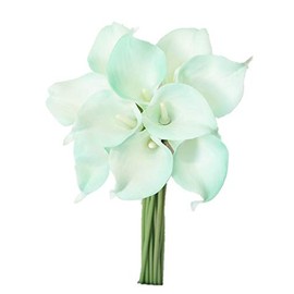 Sweet Home Deco Latex Real Touch 15" Artificial Calla Lily 10 Stems Flower Bouquet for Home/Wedding (Mint)