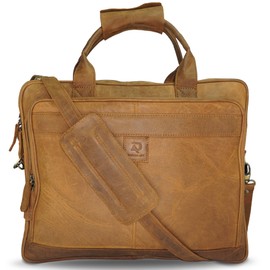 DarogaArt Leather Briefcase for Men - Vintage 15.6" Laptop Messenger Bag, Genuine Crazy Horse Leather Business Satchel with Adjustable Strap, Gift for Professionals, Executives, and Students