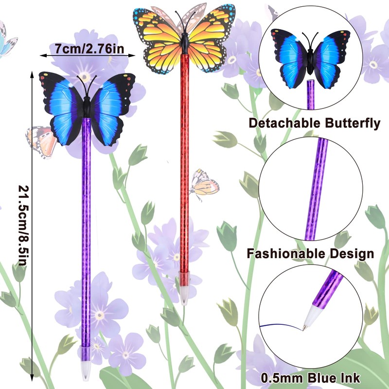 DIBALIYI 24 Pieces Butterfly Gel Pens, 0.5mm Ballpoint Gel Ink
