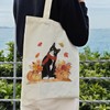 Dlzdn Fall Tuxedo Cat Pumpkin Canvas Tote Bag For Women