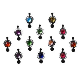 Comet Busters Beautiful Black Bindi With Multicolor Stones Face Jewels Traditional Indian Bindi for Women