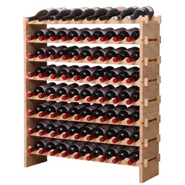 FDHUIJIA 72 Bottle Stackable Storage Modular Wine Rack Cabinet Bamboo freestanding Floor Wine Holder Display Shelves