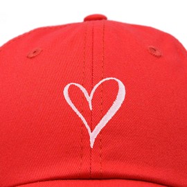 DALIX Hand Drawn Heart Hat Womens Embroidered Baseball Cap Red