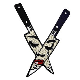 Sad Weeping Woman from Daggers Patch Embroidered Applique Badge Iron On Sew On Emblem