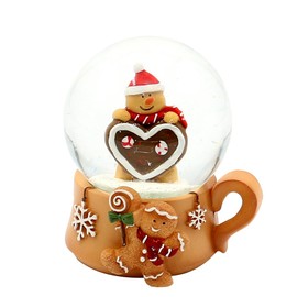 Snow Globe Gingerbread Figurine with Cup Base L x W x H Diameter Ball 7.8 x 8 x 8.8 cm Diameter 6.5 cm Heart