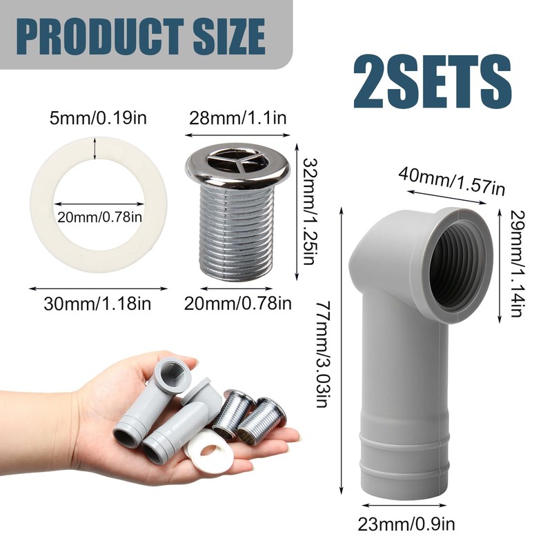 Pack of 2 Sink Overflow Cover Diameter 29 mm, Overflow