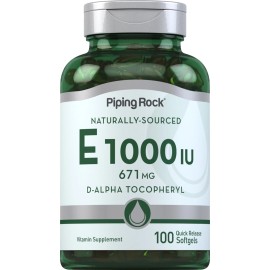 Vitamin E 1000 IU Softgels | 120 Count | With D-Alpha | Non-GMO | by Piping Rock