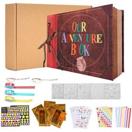 Album de Fotos Nuestro Libro de Aventuras–DIY Scrapbook Kit Hecho a Mano,80 Páginas Expandible para Parejas,Regalo de Aniversario,Novios,Bodas o Familias (Incluye Adhesivos y Decoraciones) (Estilo Ⅰ)