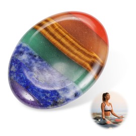OHREN Chakra Steine Kristalle Edelsteine Heilsteine Natürlich Kristall Sorgensteine Handschmeichler Daumen Poliert Angst Stress Relief Meditation (Oval)
