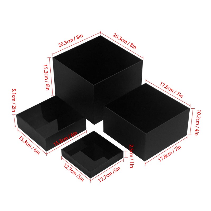 Kcgani Acrylic Cube Display Boxes Pedestals, Black Platform with Hollow